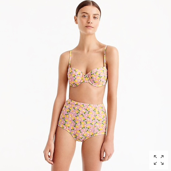 J.Crew High-Waist Bikini Bottom in Lemon Print - Picture 2 of 4